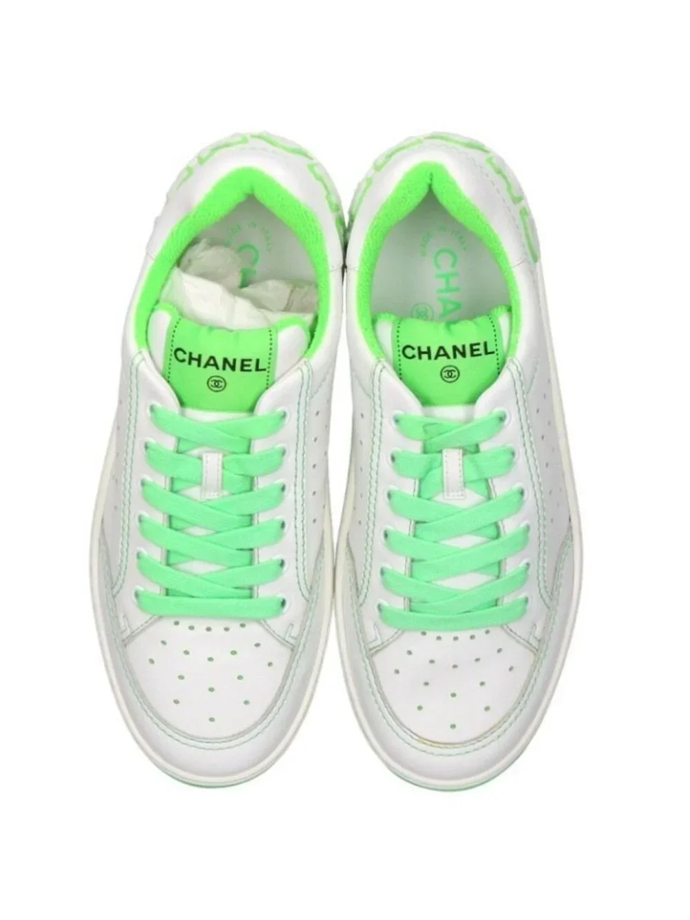 Chanel Logo Patch Leather Low Top Sneakers